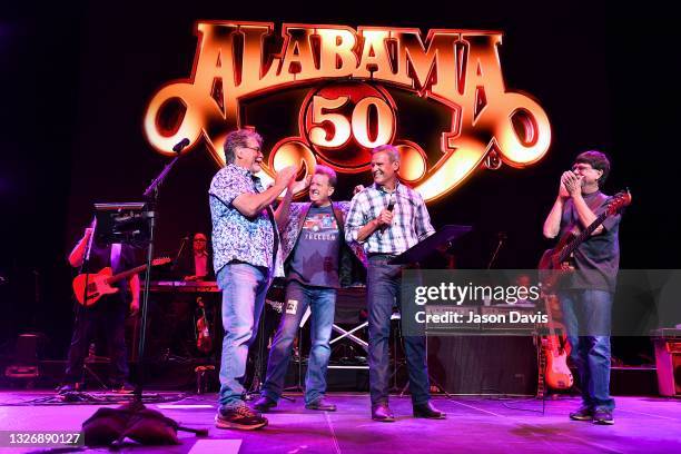 Governor of Tennessee Bill Lee declares July 3rd "Alabama Day" onstage with Randy Owen and Teddy Gentry of Alabama and Shawn Parr during the Alabama...