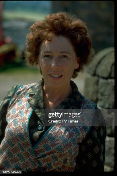 Actress Sheila Mercier in character as Annie Sugden in television soap Emmerdale Farm, circa 1972.