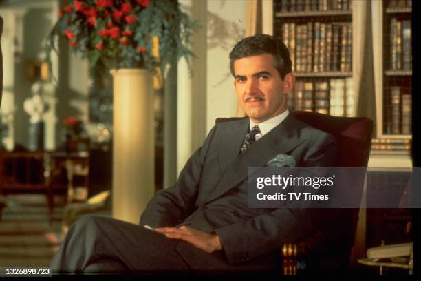 Actor Charles Keating in character as Rex Mottram on the set of period drama Brideshead Revisited, circa 1981.