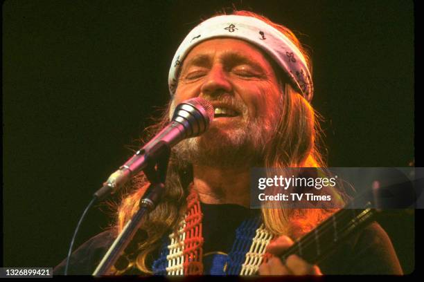 American country musician Willie Nelson performing live on stage during US Festival at Glen Helen Regional Park in California, on June 4, 1983.