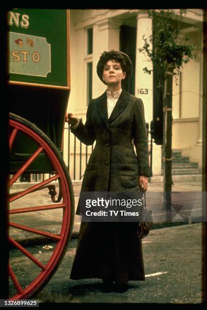 Actress Pauline Collins in character as Sarah on the set of period drama Upstairs, Downstairs, circa 1972.