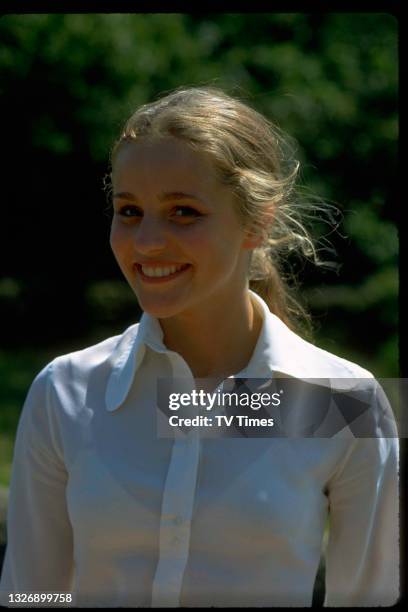 Actress Gail Harrison in character as Marian Wilks in television soap Emmerdale Farm, circa 1972.