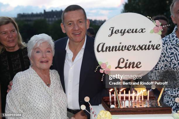 Line Renaud and Dany Boon attend Line Renaud celebrates her Birthday and the end of the shooting of the movie "Une belle course" on board of the...