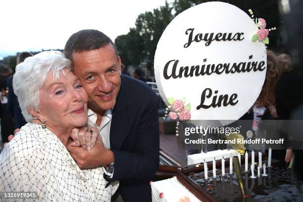 Line Renaud and Dany Boon attend Line Renaud celebrates her Birthday and the end of the shooting of the movie "Une belle course" on board of the...