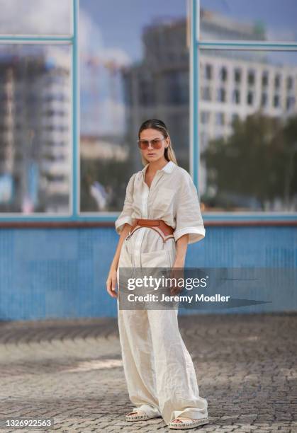 Alessa Winter wearing full Fendi look on June 27, 2021 in Berlin, Germany.