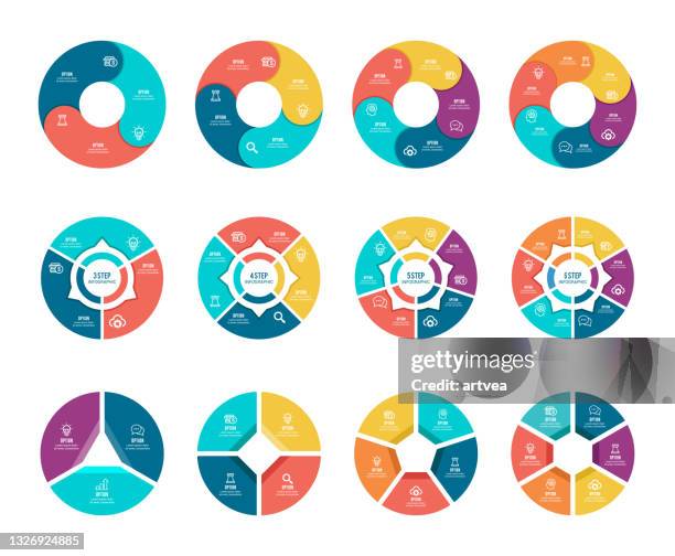 illustrazioni stock, clip art, cartoni animati e icone di tendenza di elementi infografici - circle diagram