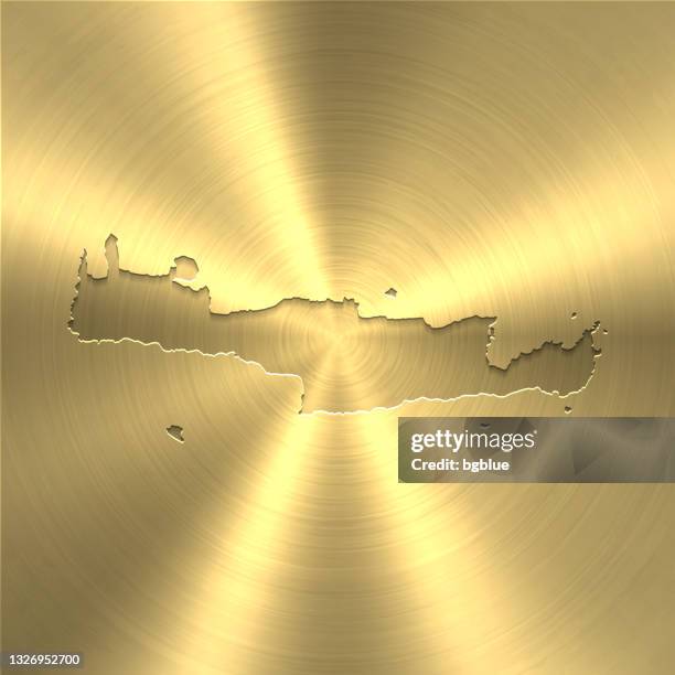 Crete Solid Color Image Crete Map On Gold Background Circular Brushed Metal Texture High-Res ...