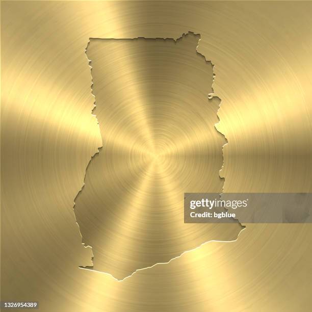 ghana map on gold background - circular brushed metal texture - accra stock illustrations