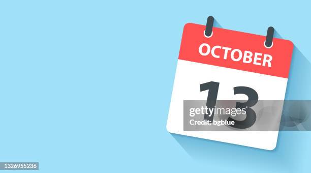 october 13 - daily calendar icon in flat design style - number 13 stock illustrations