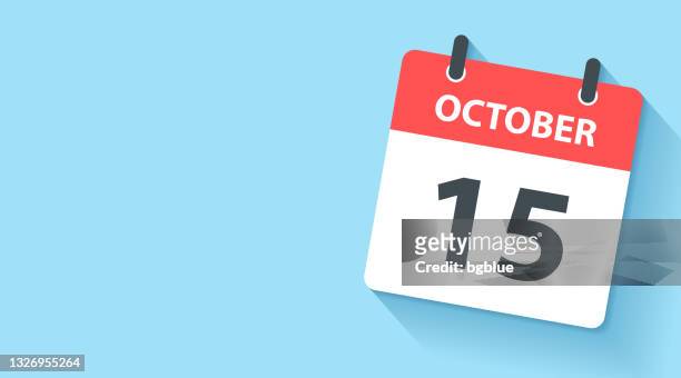 october 15 - daily calendar icon in flat design style - october stock illustrations