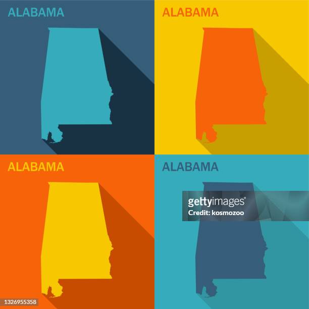 alabama flat map available in four colors - mobile alabama stock illustrations