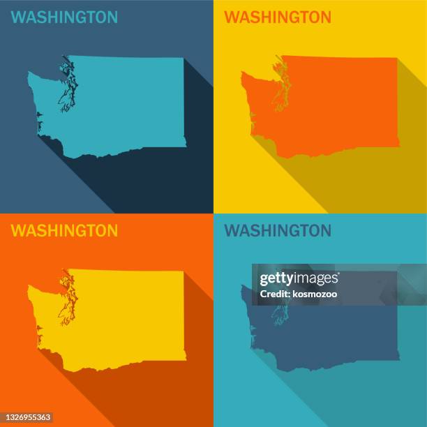 Washington State Map Simple Photos and Premium High Res Pictures ...