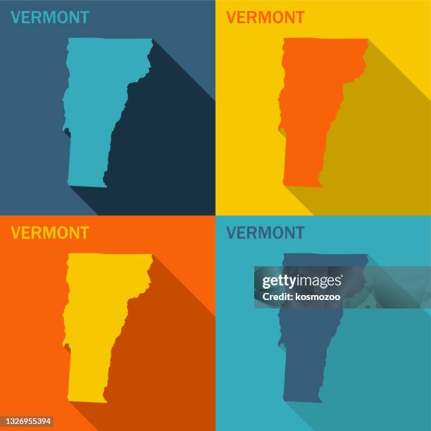 vermont flat map available in four colors - vermont stock illustrations