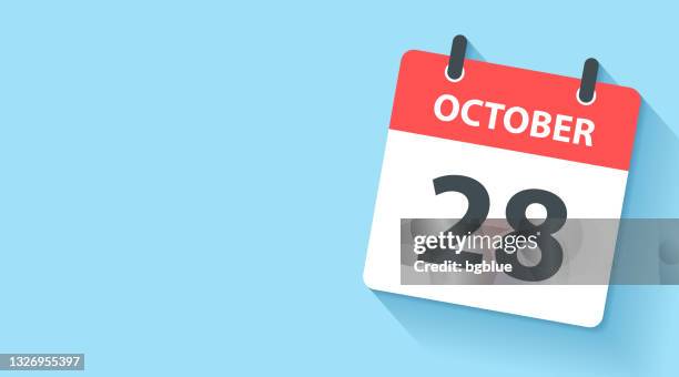 28. oktober - tageskalender-ikone im flachen design-stil - oktober stock-grafiken, -clipart, -cartoons und -symbole
