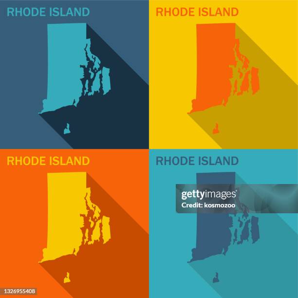 rhode island flat map available in four colors - rhode island vector stock illustrations