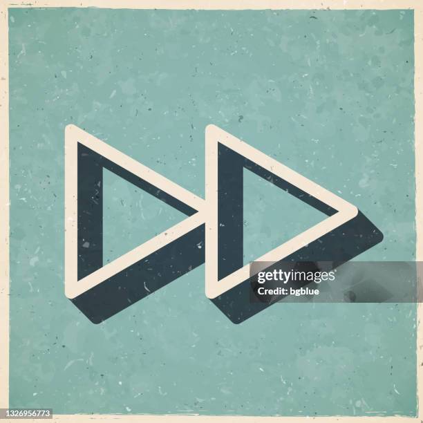 fast forward. icon in retro vintage style - old textured paper - fast forward symbol stock illustrations