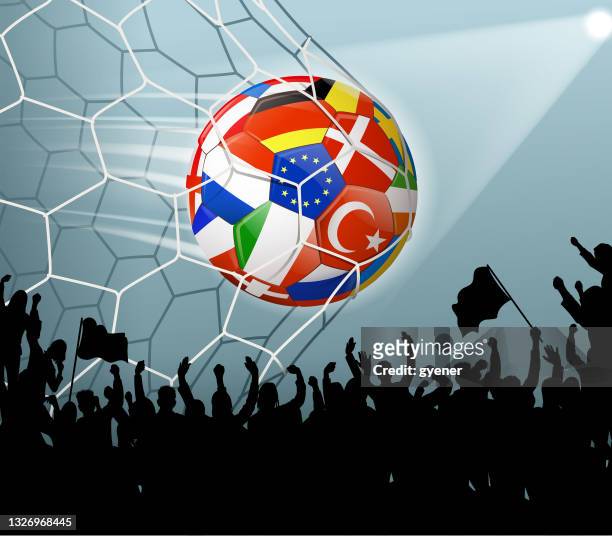 championship winning goal - international soccer event stock illustrations