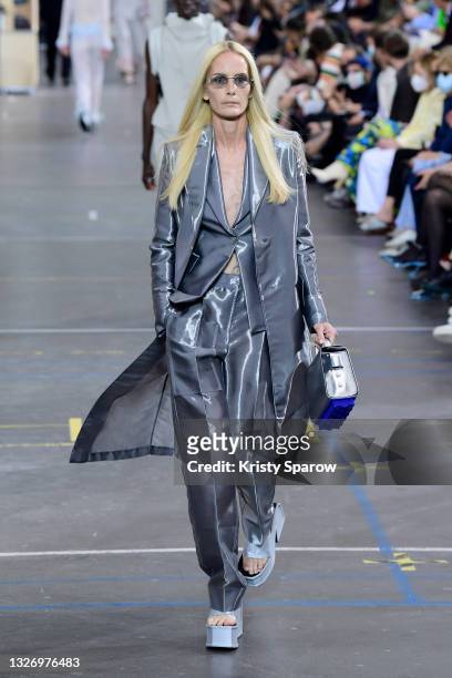 Georgina Grenville walks the runway during the Off-White Fall/Winter 2021/2022 show as part of Paris Fashion Week on July 04, 2021 in Paris, France.