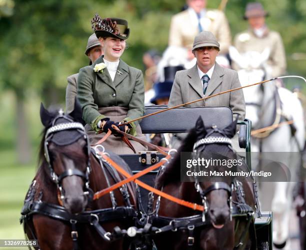 Lady Louise Windsor takes part in 'The Champagne Laurent-Perrier Meet of The British Driving Society' on day 4 of the Royal Windsor Horse Show in...