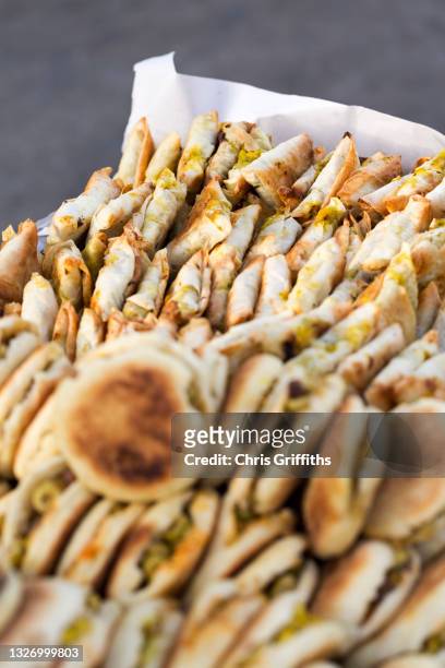 pastilla street food, asilah, northern morocco - tangier stock pictures, royalty-free photos & images