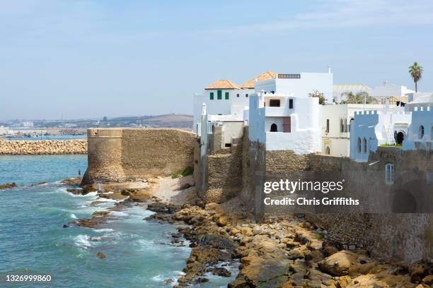 portuguese rampart architecture, asilah, northern morocco - tangier stock pictures, royalty-free photos & images