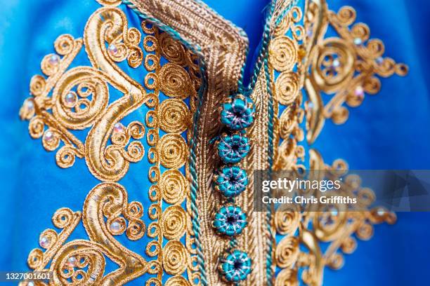 close-up of intricately designed decorative moroccan djellaba - djellaba stock pictures, royalty-free photos & images