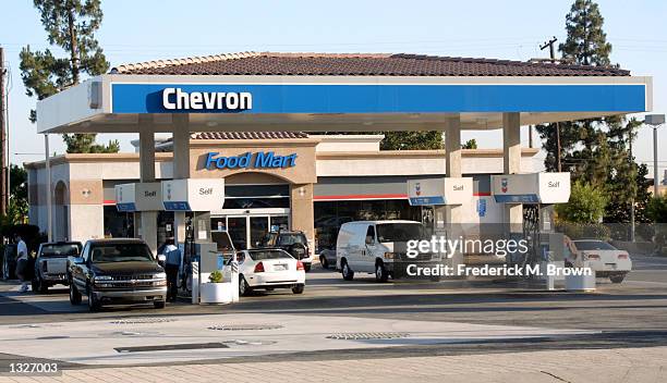 The Chevron gas station where Matthew Michael Ansara was found dead in his car June 25th is open for business June 26, 2001 in Monrovia, CA. Ansara...