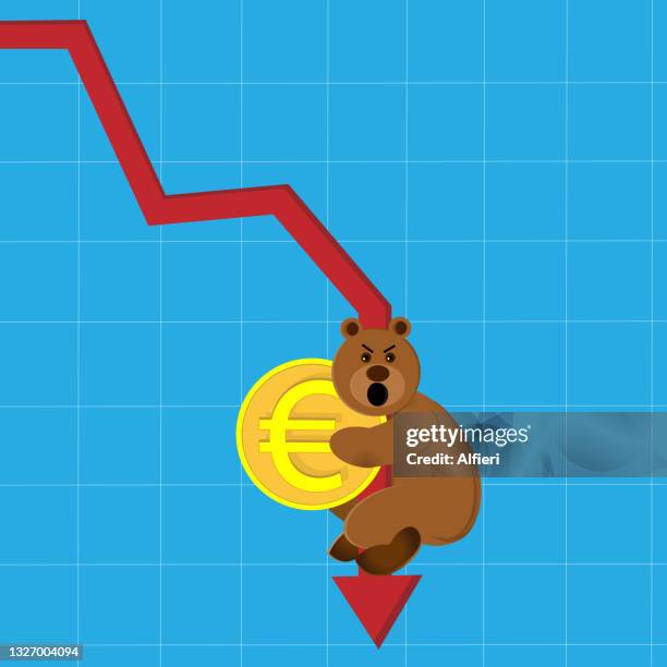 euro dropping - red arrow stock illustrations