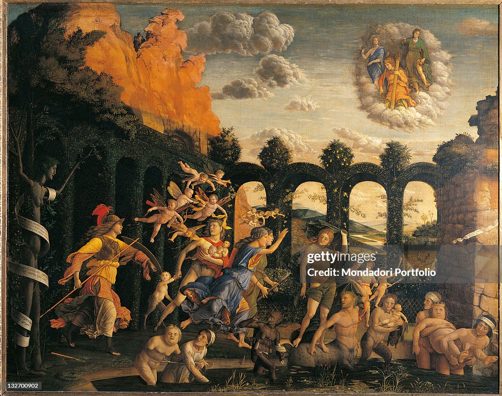 Triumph of Virtue, by Andrea Mantegna, 1502 about, 16th Century, tempera on canvas, cm 160 x 192 .