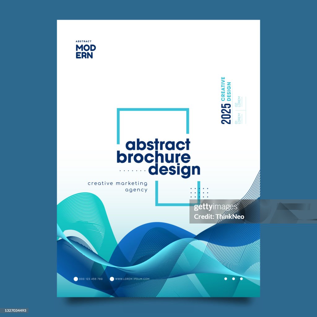 ベクターパンフレットチラシデザインレイアウト波テンプレート