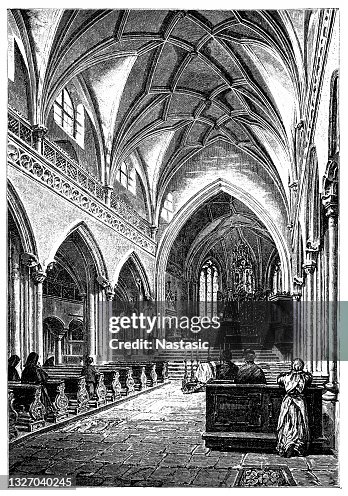 Interior of the women's collegiate church on the Nonnberg in Salzburg Interior of the women's collegiate church on the Nonnberg in Salzburg