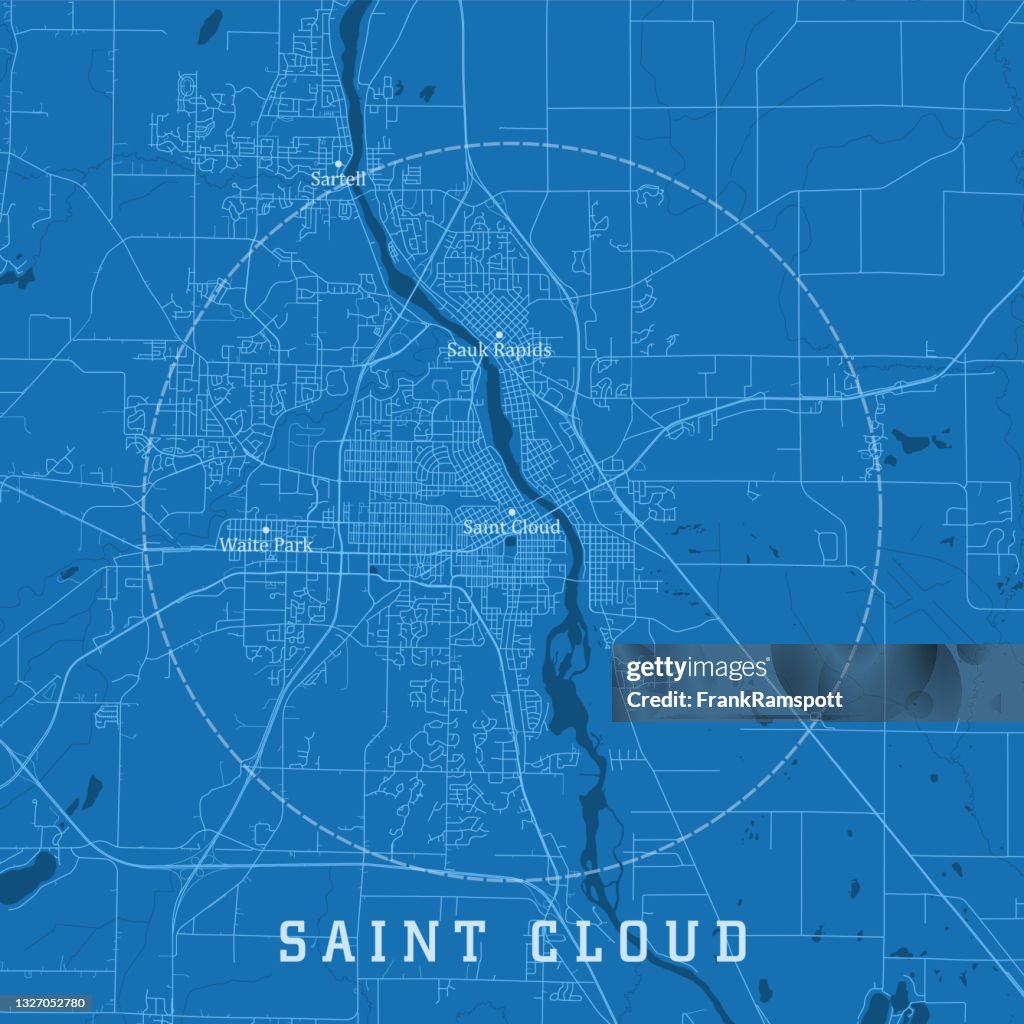 Saint Cloud MN City Vector Road Map Blue Text