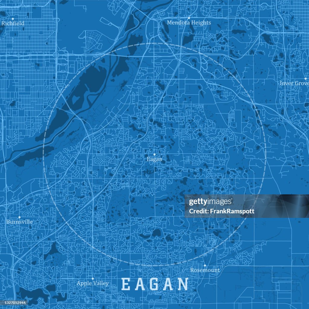 Eagan MN City Vector Road Map Blue Text