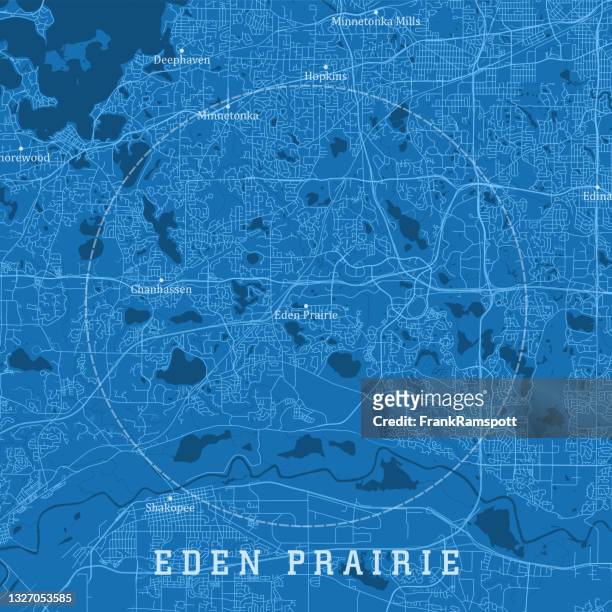 eden prairie mn city vector road map blue text - minneapolis street map stock illustrations