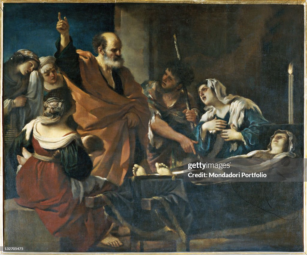 Raising of Tabitha, by Barbieri Giovan Francesco known as il Guercino, 17th Century, oil on canvas.