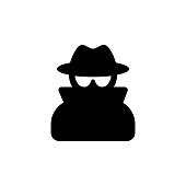 Anonymous spy agent vector icon. Spy or hacker symbol isolated. Vector illustration EPS 10