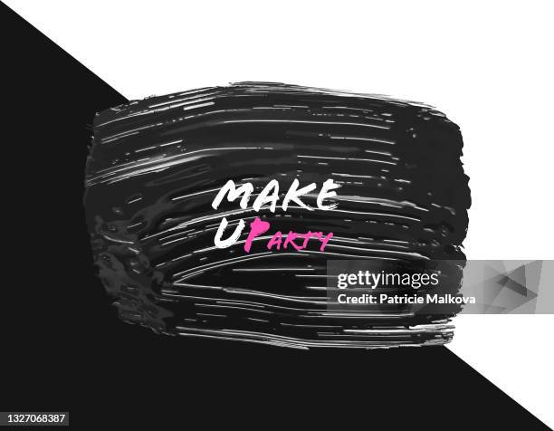 vector black and white cosmetic background with glossy nail polish grunge, make-up composition with smear smudge, art painting, glitter texture, make up design background, art brush strokes, watercolor composition - glitter makeup stock illustrations