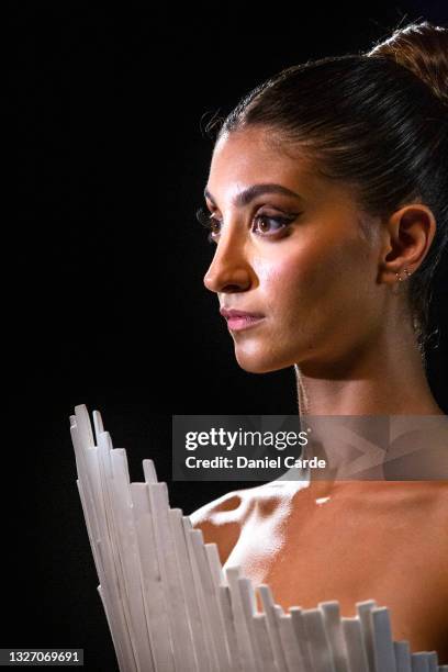 In this image released on July 5th, model Perla Nassir poses during Tony Ward Haute Couture Fall/Winter 2021/2022 collection shooting as part of...