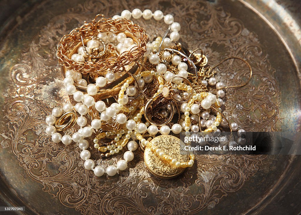 Horizontal of jewelry on plate