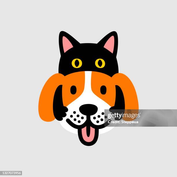 ilustrações de stock, clip art, desenhos animados e ícones de dog and cat - cat holding sign