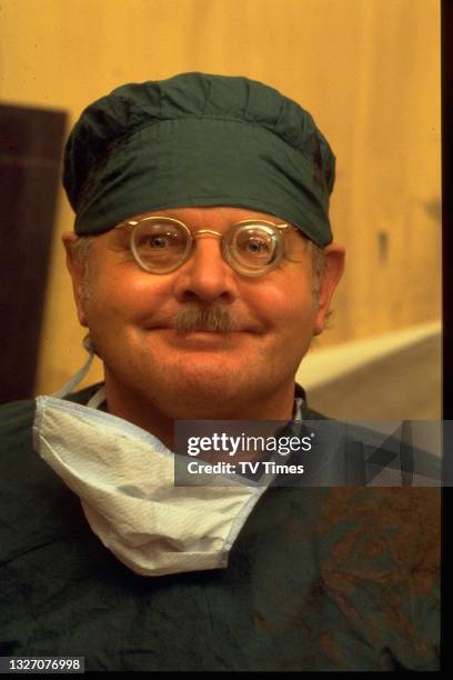 Comedian Benny Hill dressed as a surgeon, circa 1979.