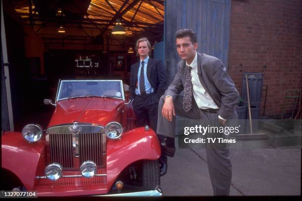 Actor Clive Owen in character as Stephen Crane/Derek love in crime drama series Chancer, circa 1990.