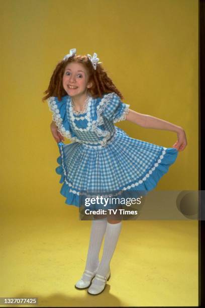 Actress Bonnie Langford in character as Violet Elizabeth Bott in children's programme Just William, circa 1978.