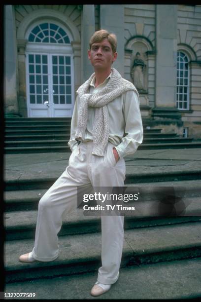 Actor Anthony Andrews in character as Sebastian Flyte in period drama series Brideshead Revisited, circa 1981.