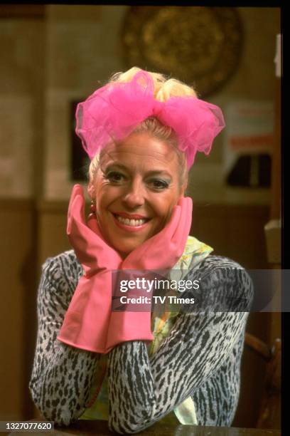 Actress Julie Goodyear in character as Bet Lynch in television soap Coronation Street, circa 1984.