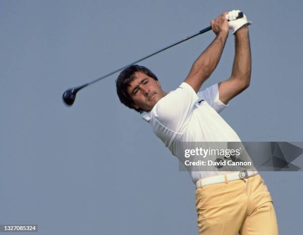 Seve Ballesteros of Spain drives off the 8th tee during the 112th Open Championship golf tournament on 14th July 1983 at the Royal Birkdale Golf Club...