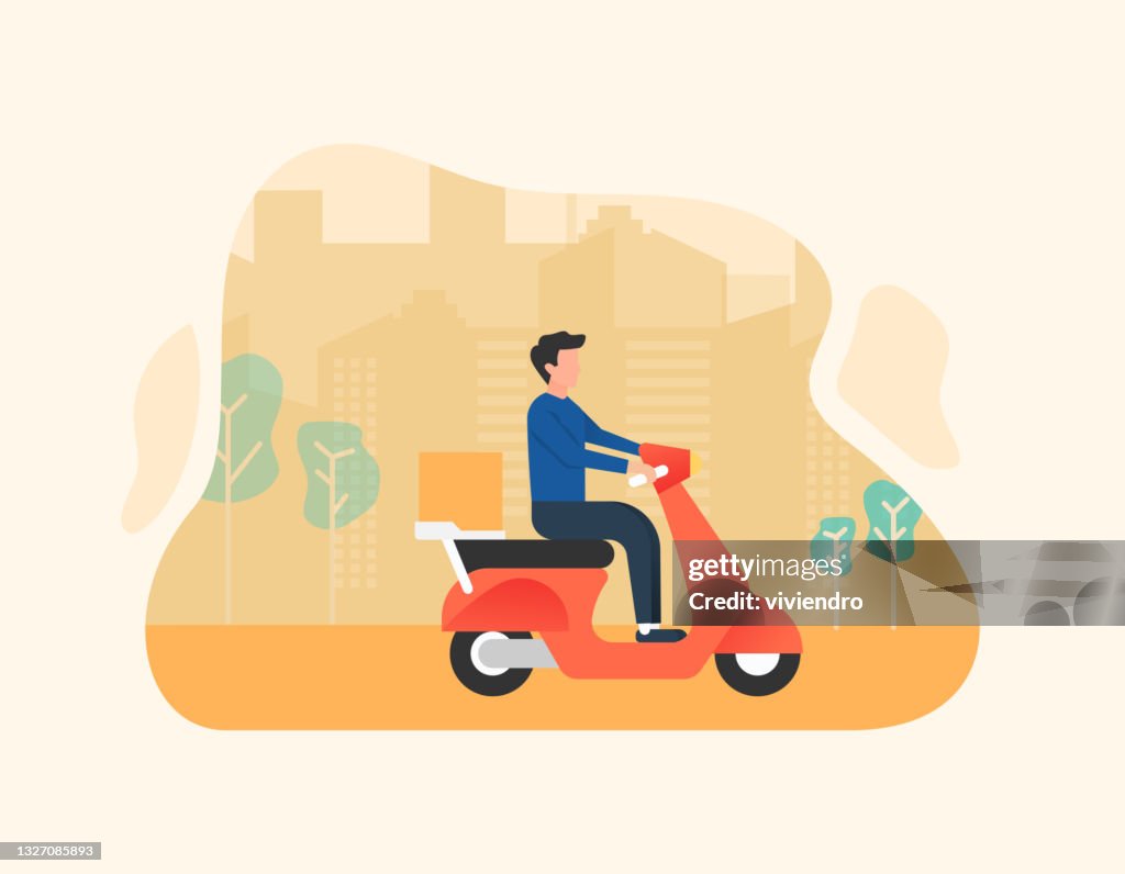 Moto Courier Service Illustration