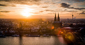 Cologne skyline at sunset, Germany