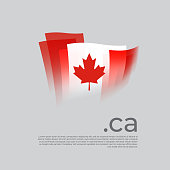 Canada flag. Canadian flag painted with abstract brush strokes on a light background. Vector stylized design national poster with ca domain, place for text. State patriotic banner Canada, cover