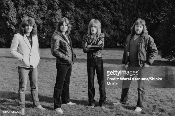 Ozzy Osbourne with his band at Ridge Farm Studios during the recording of his album 'Diary Of A Madman', Surrey, United Kingdom, March 1981. L-R Bob...